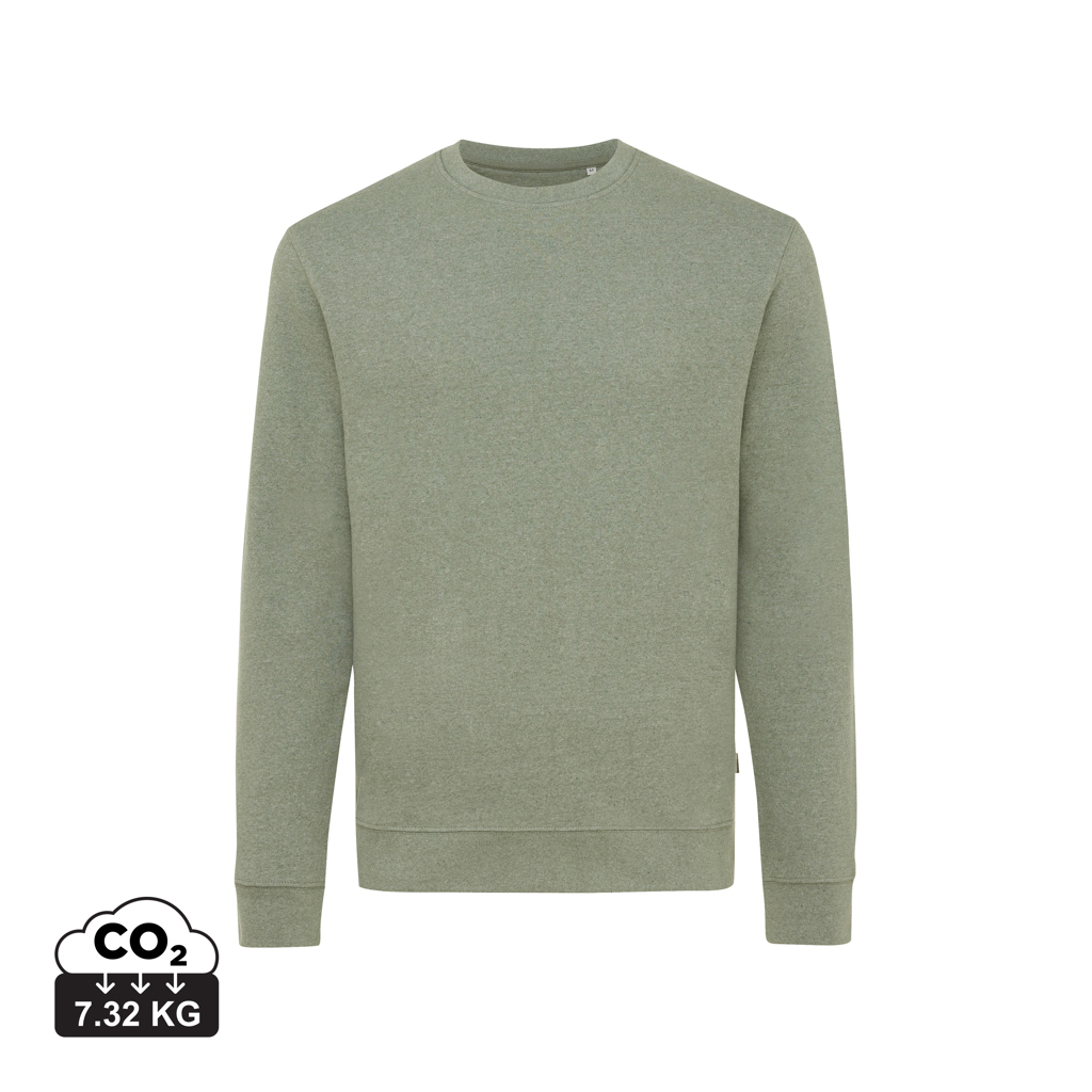 Pull chiné unisexe publicitaire coton recyclé 340g Iqoniq Denali heather green